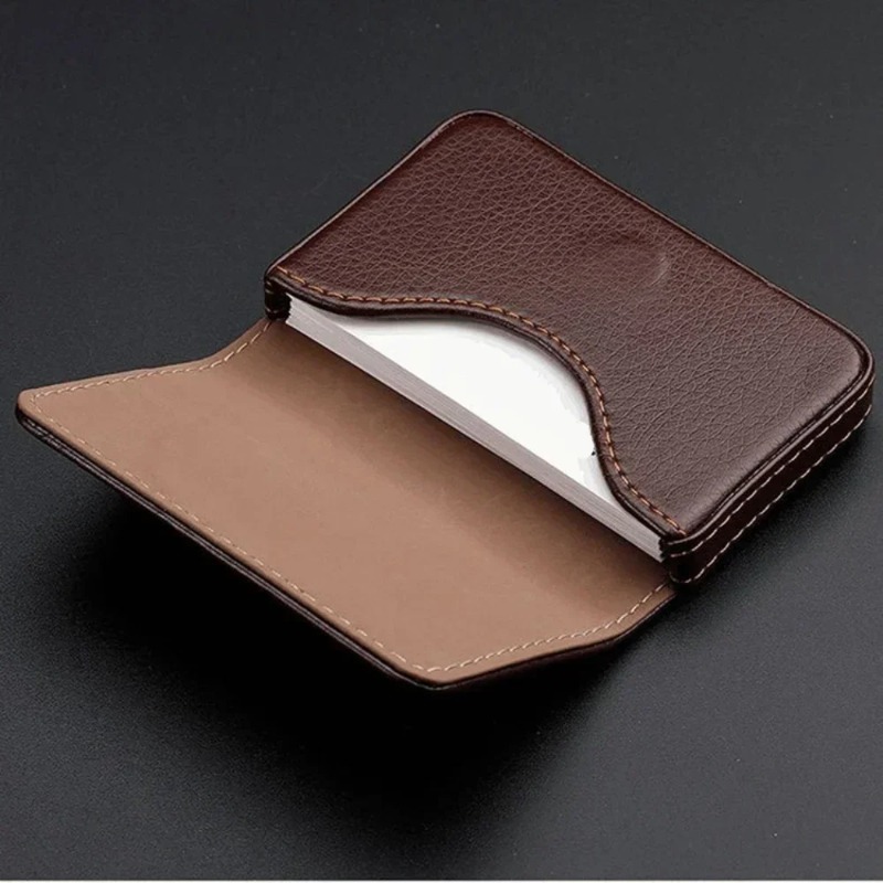 Men'S Fashion Visiting Card - ファッションサイズのステッチ入りPUレザー製クレジットカードホルダー、名刺入れ、磁気開閉式の財布（男女兼用）