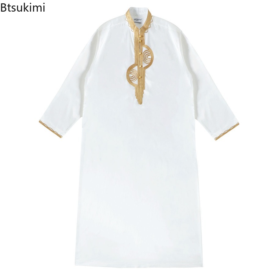 Men'S Fashion Kurta - 中東ムスリム男性服ゆったりカフタン長袖ローブトーブクルタアラブトルコ男性服ドバイイスラム民族衣装レジャーアバヤ