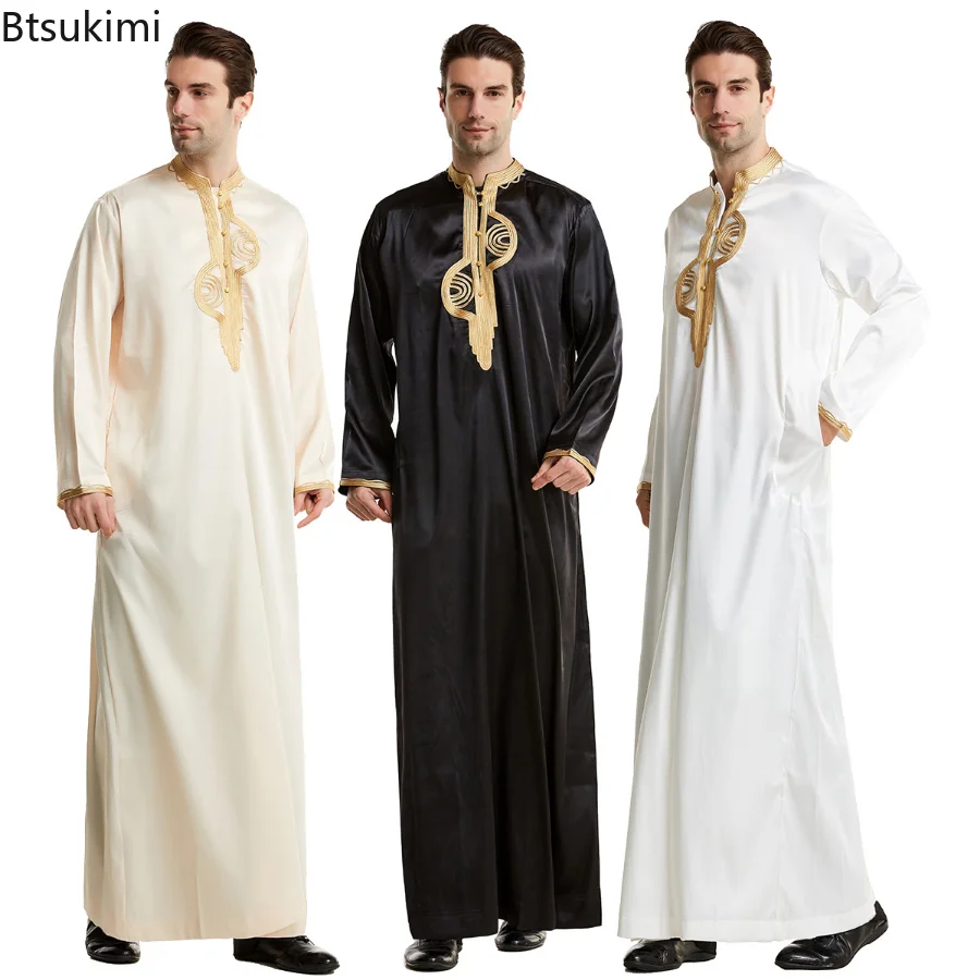 Men'S Fashion Kurta - イスラム教徒の男性のためのカフタンのドレス,長袖,スタンドアップカラー,イードトーブ,アラブ,トルコのドレス,ドバイ,イスラム教徒,エスニック,レジャー,男性のための服
