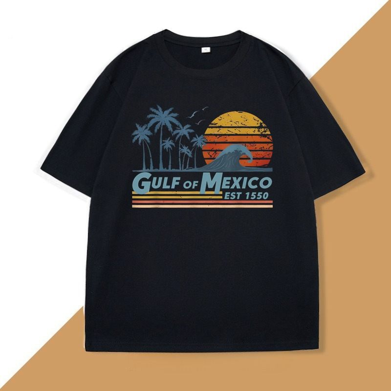 Mens Fashion Mexico - メキシコ湾 Tシャツ男性女性湾岸ミシシッピフロリダビーチ Tシャツ夏綿ユニセックスグラフィック Tシャツメンズ服