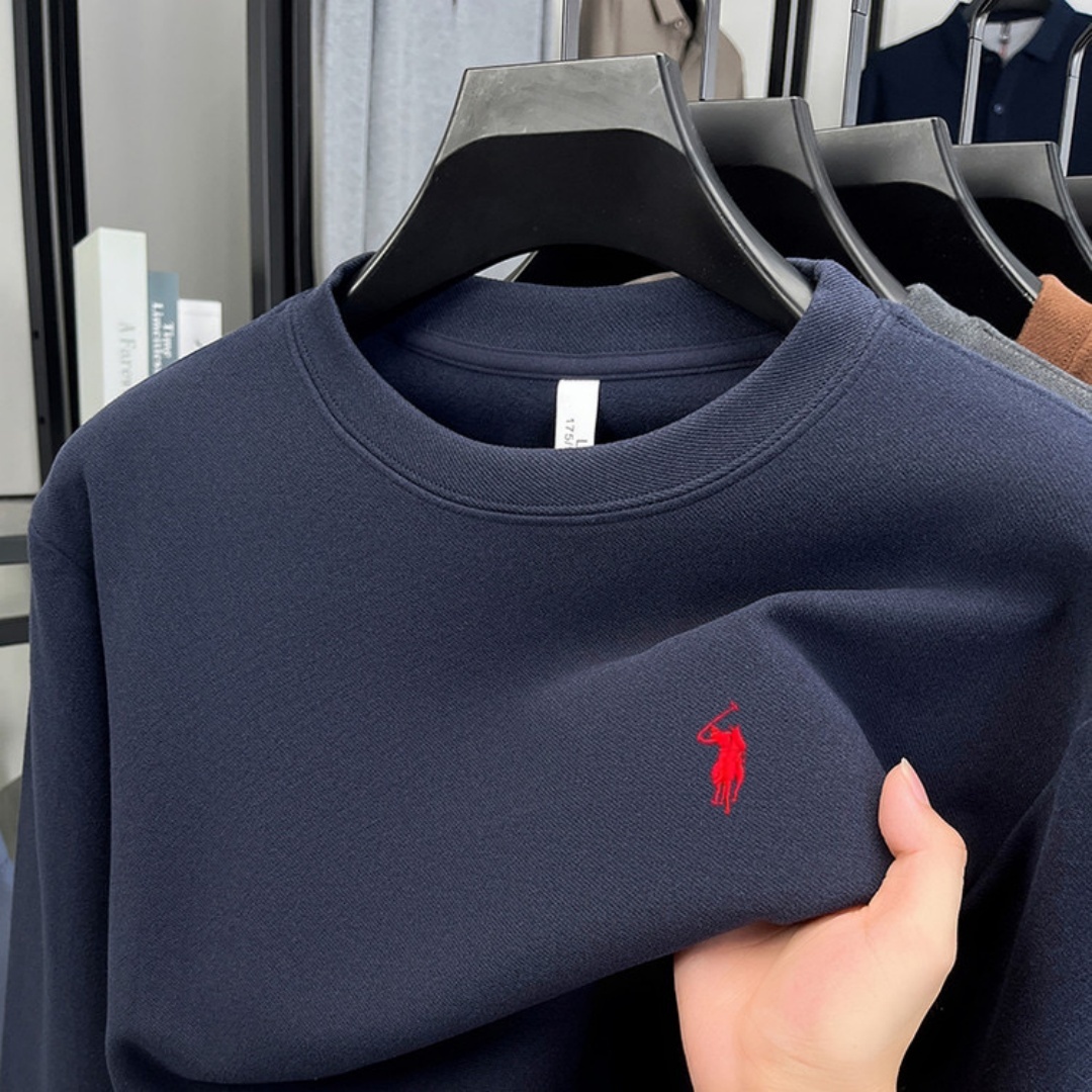 Mens Fashion Top - 柔らかなコットン素材の高級ブランドメンズ長袖ラウンドネックTシャツ、秋のファッション、刺繍入りルーズフィット韓国風スウェットシャツ、カジュアルトップス