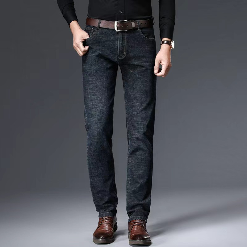 Men'S Fashion For 70 Year Old - 2024 新スタイルビジネスメンズジーンズカジュアルストレートストレッチファッションクラシックブルーブラックワークパンツデニムパンツ男性服
