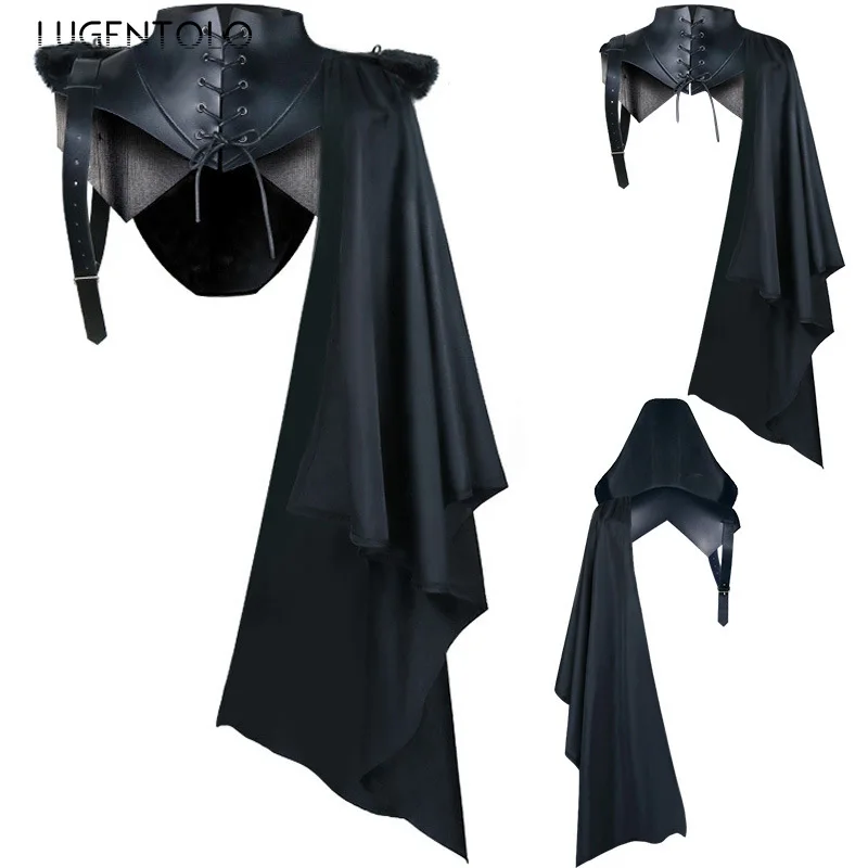 Mens Fashion Poncho - 男性中世フード付きポンチョショールハロウィンレトロカジュアルコスチュームメンズパーティークリスマス包帯ファッション固体コート