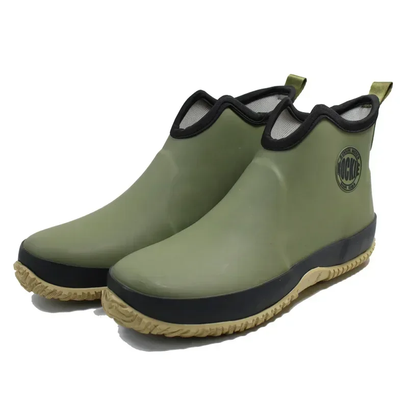 Men'S Fashion Hiking Boots - 男性用防水ゴム長靴,作業靴,靴ひもなし,ファッショナブル,秋,2020