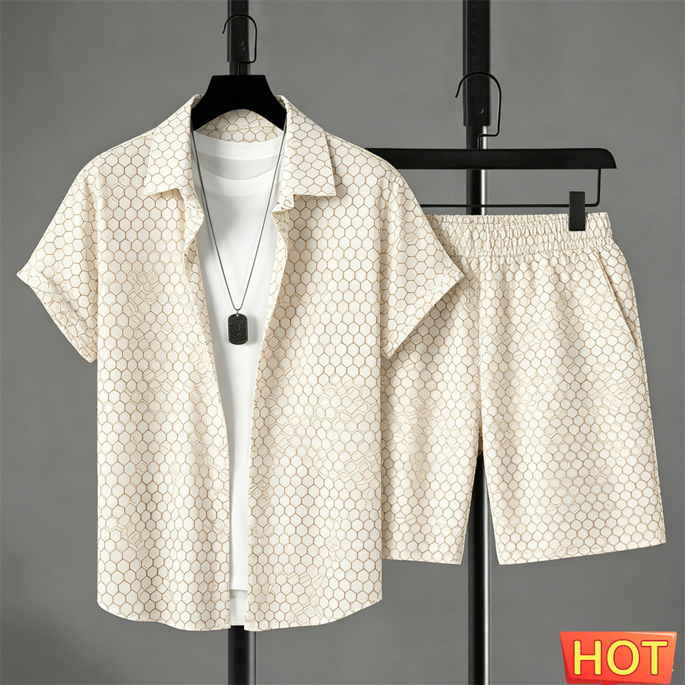 Men'S Fashion Usa - 夏服 メンズシャツセット グラデーションレジャーシャツセット ソリッドカラー 2ピースセット レジャー休暇用衣装