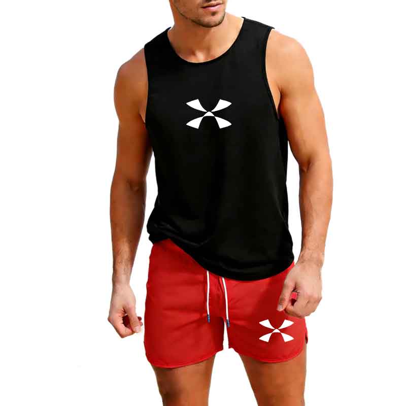 Mens Fashion Summer - 屋外ジョギングスポーツウェアメンズベスト + ショーツ 2 ピース夏カジュアルファッショントレンドセットビーチサーフィンメンズスーツヨーロッパサイズ
