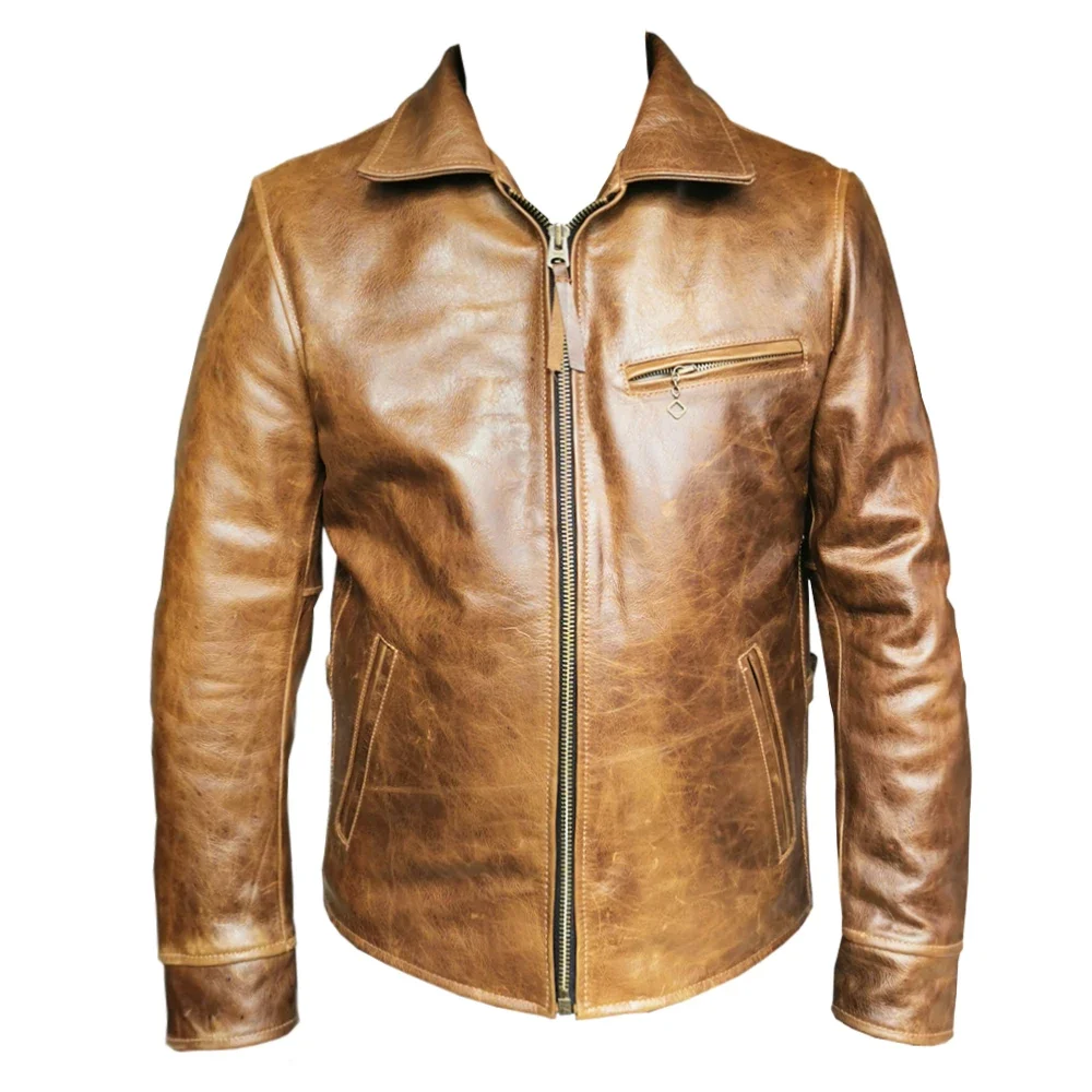 Mens Fashion In The 1930S - メンズブラウンレザージャケット,ファッション,変色,オイルワックス,天然牛革,秋冬服,m474,1930