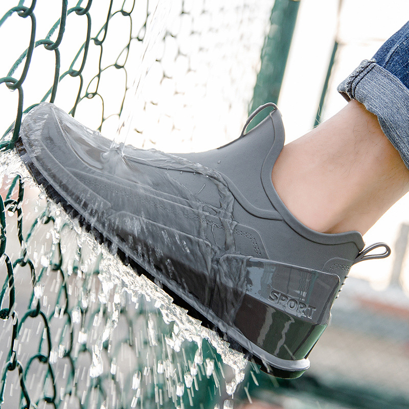 Men'S Fashion Hiking Boots - メンズショートチューブレインブーツ、滑り止めラバーシューズ、軽量ハイキングシューズ、耐久性のある防水レインブーツ、アウトドアフィッシングシューズ、夏