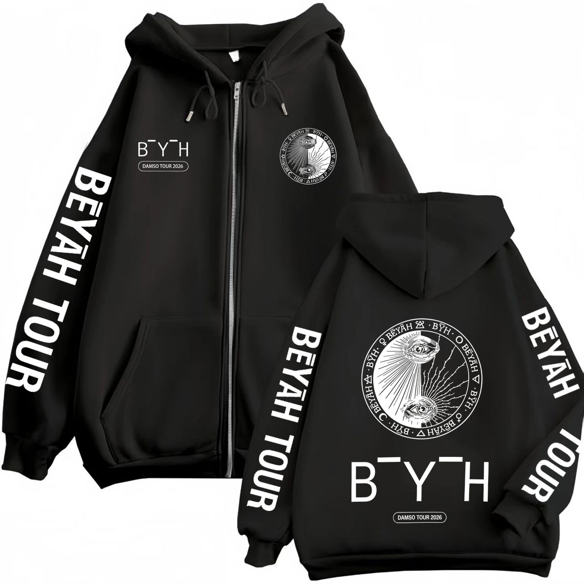 Mens Fashion Zip Up Hoodies - ラッパー Damso Beyah ツアー 2026 マーチジッパーパーカー男性女性ヒップホップスウェットルーズカジュアルファッションジップアップジャケットストリートウェア
