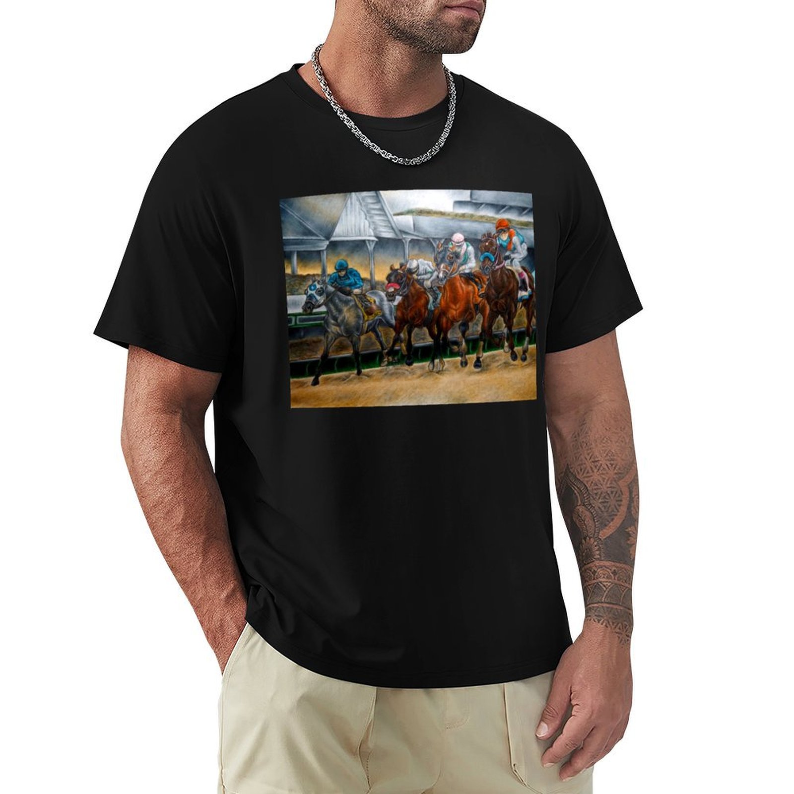 Men'S Fashion Kentucky Derby - ケンタッキーダービー2021 Tシャツ ファッション柄プリントTシャツ