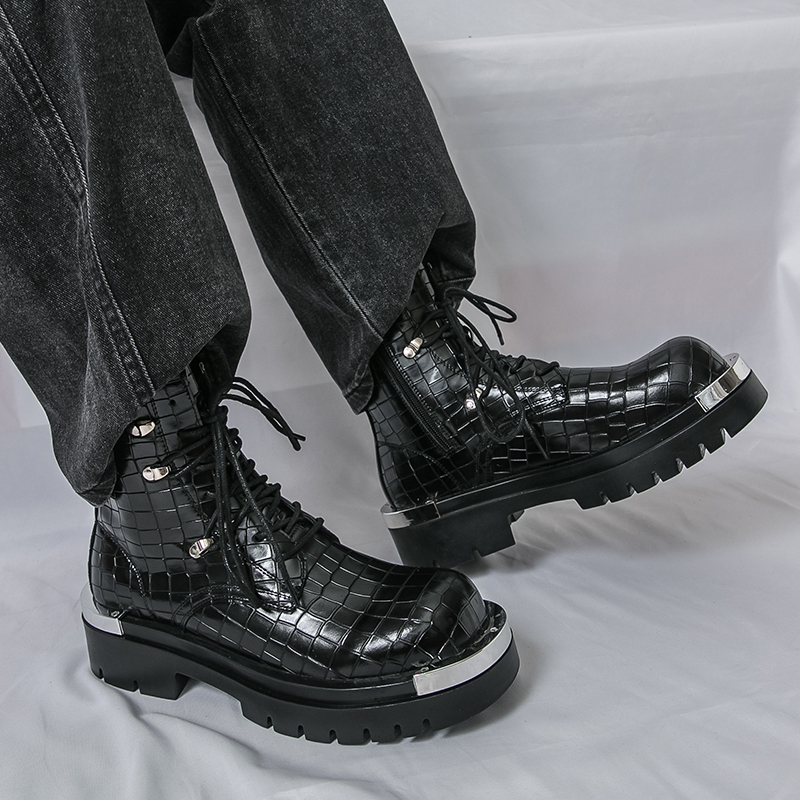 Men'S Fashion Hiking Boots - 高品質ハイカットメンズアウトドアハイキングブーツ、ファッショントレンドストリートスタイル、厚底メンズレザーブーツ、快適カジュアルウォーキングブーツ