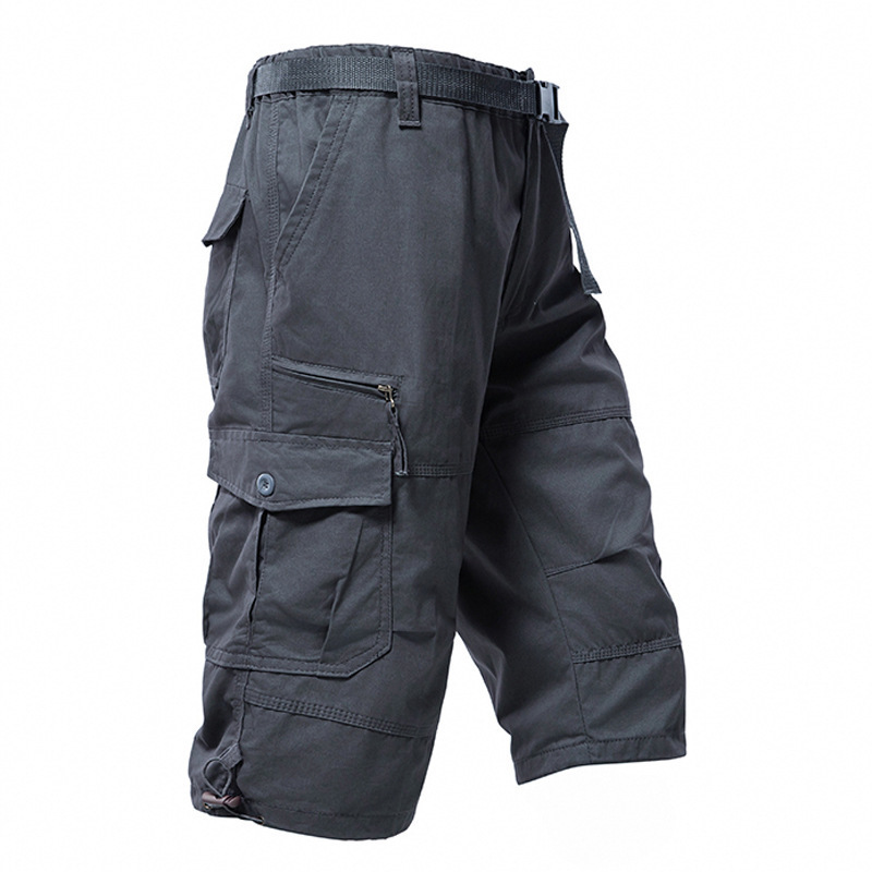 Men'S Fashion Loose Pants - メンズコットン3/4パンツ ルーズフィット プラスサイズ マルチポケット カーゴショーツ 夏用