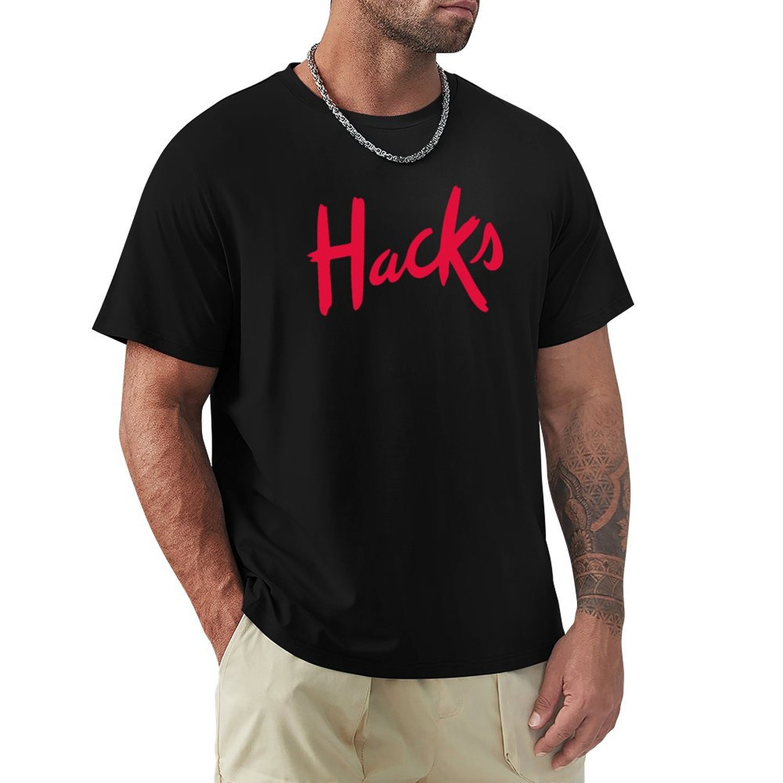 Mens Fashion Hacks - ハックスロゴ Tシャツ サマーファッション カジュアル Tシャツ
