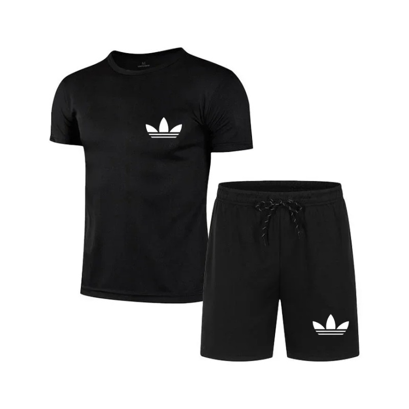 Men'S Fashion Brands - 夏の新メンズブランドセットファッション速乾性スポーツウェア半袖 Tシャツ + スポーツショーツカジュアル服ジョギング