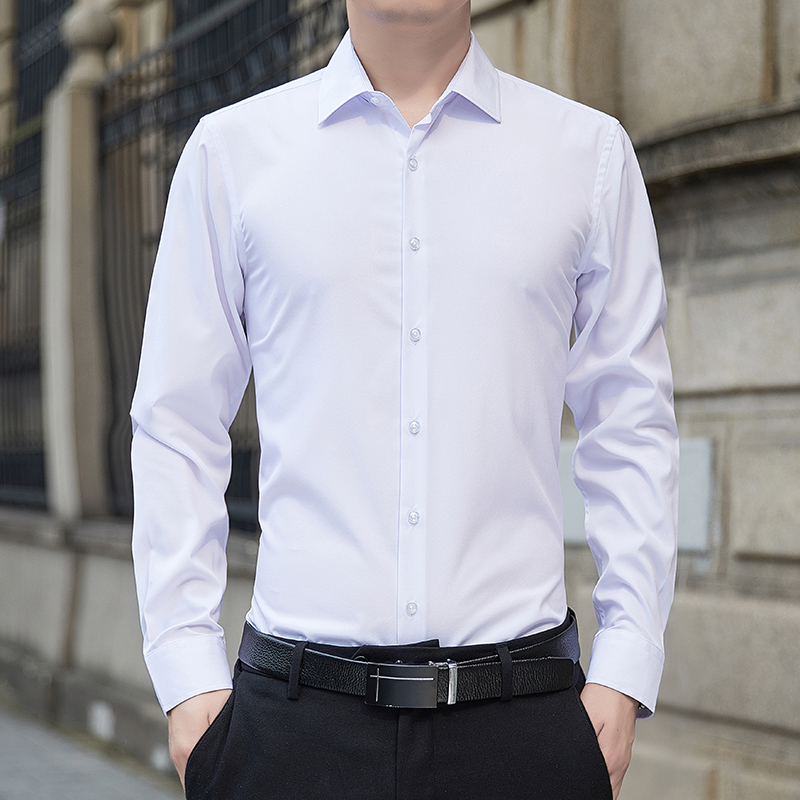 Men'S Fashion Brands - 新作プラスサイズメンズ無地ビジネスシャツファッションクラシックベーシックカジュアルスリムホワイト長袖フォーマルシャツ男性ブランド服
