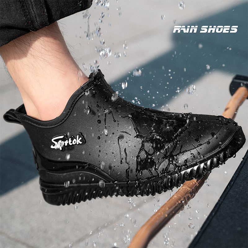Men'S Fashion Hiking Boots - 男性と女性のためのアンクルレインブーツ,滑り止め,耐久性のあるゴム靴,防水,ショート,大人,ファッショナブル,雨の日に適しています