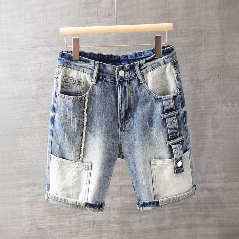 Men'S Fashion Loose Pants - メンズショートジーンズパンツポケット付き洗濯ブルー男性デニムショートパンツ販売韓国ファッションジョート薄い夏ストリートオリジナルXL
