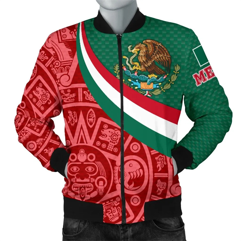 Mens Fashion Mexico - アステカの戦士のグラフィックジャケット,エスニックスタイルのエンブレムジャケット,長袖の服,3Dプリント,メキシコの頭蓋骨,原宿,ファッション