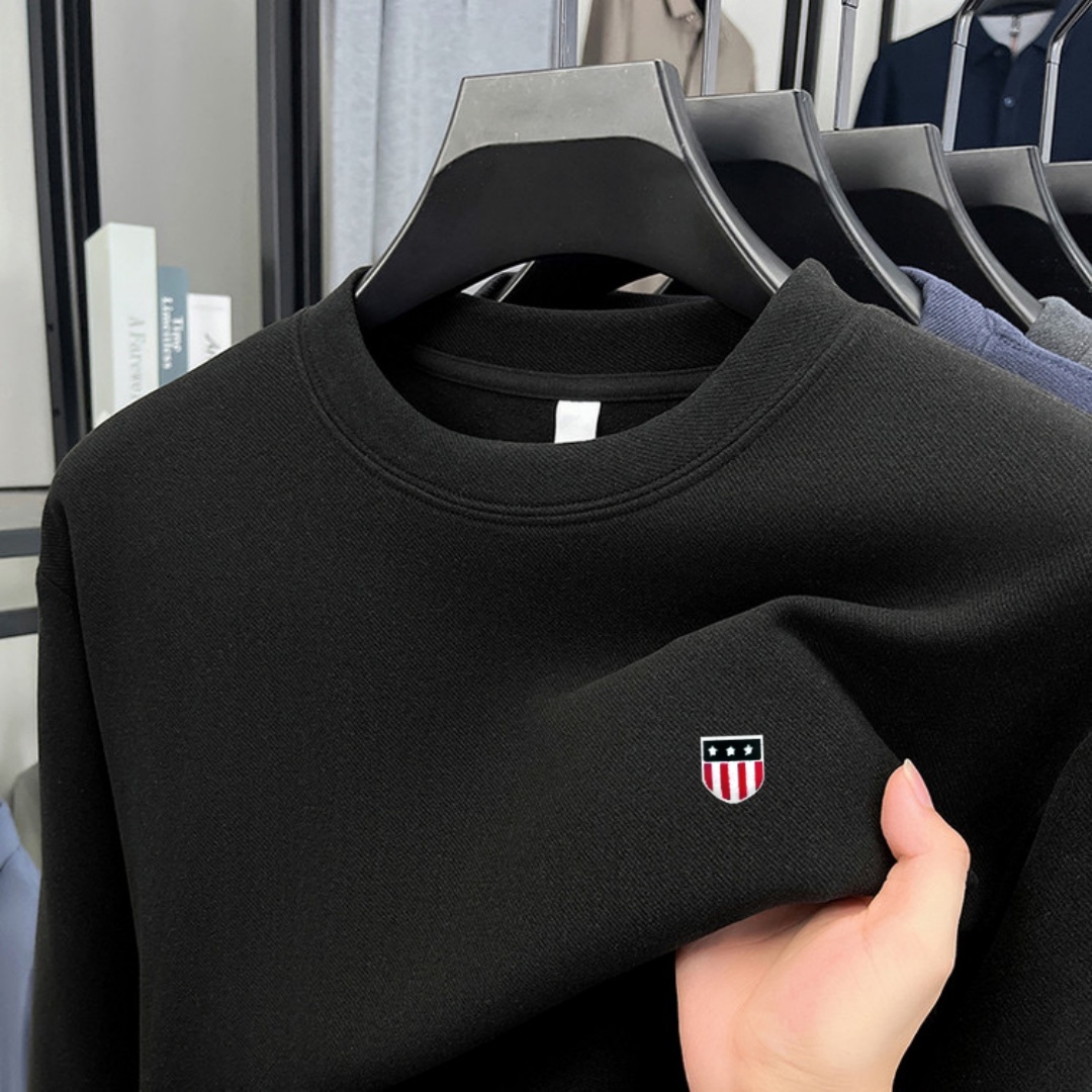 Mens Fashion Top - 柔らかなコットン素材の高級ブランドメンズ長袖ラウンドネックTシャツ、秋のファッション、刺繍入りルーズフィット韓国風スウェットシャツ、カジュアルトップス
