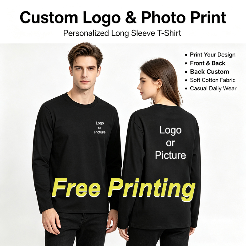 Men'S Fashion Usa - カスタマイズされた綿長袖 Tシャツ男性ファッション人格プリントラウンドネック Tシャツ女性カジュアルデイリー Tシャツトップス Camiseta