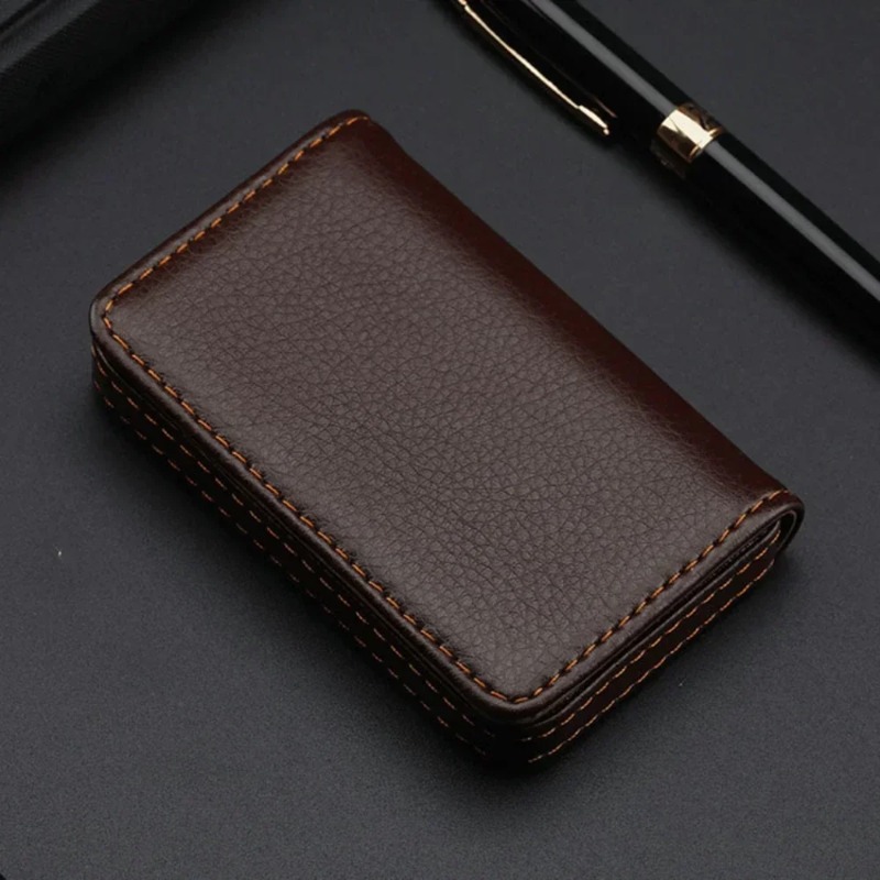ファッションサイズのステッチ入りPUレザー製クレジットカード - Men'S Fashion Visiting Card のレビューと価格