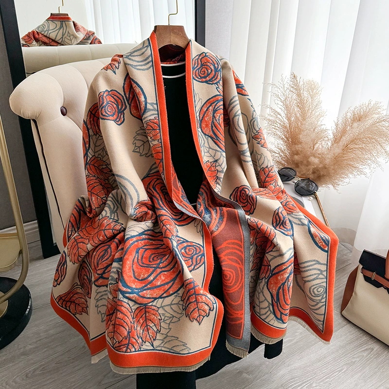 女性男性秋冬レトロカシミヤ暖かいショール新作エレガントな花柄 - Mens Fashion Poncho のレビューと価格