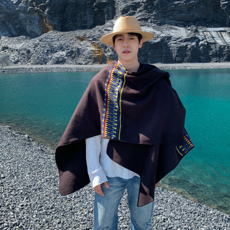 メンズケープ砂漠旅行エスニックスタイルスカーフショール旅行写 - Mens Fashion Poncho のレビューと価格