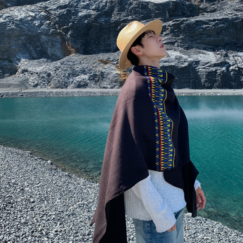 メンズケープ砂漠旅行エスニックスタイルスカーフショール旅行写 - Mens Fashion Poncho のレビューと価格