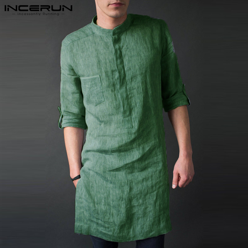 インセルン-メンズ長袖ミドル丈Tシャツ,無地のイスラム教徒の - Men'S Fashion Kurta のレビューと価格