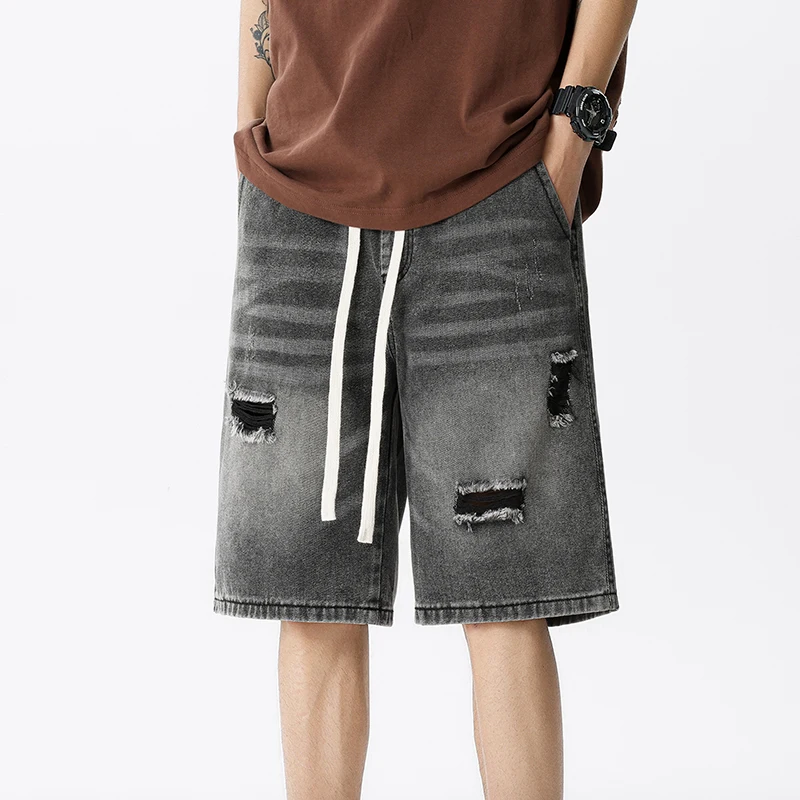 メンズデニムジーンズ,レトロなストリートウェア,ブルー,グレ - Men'S Fashion Loose Pants のレビューと価格