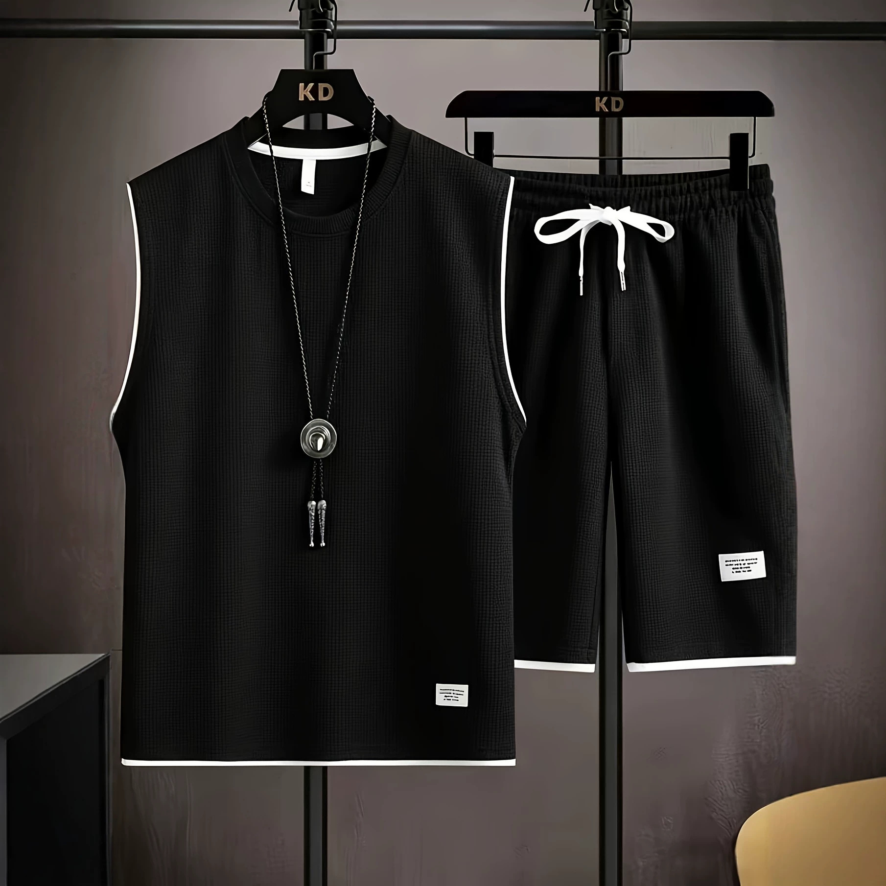 夏用メンズベストセット 高品質ジムジョギングスポーツウェアセ - Mens Fashion Summer のレビューと価格