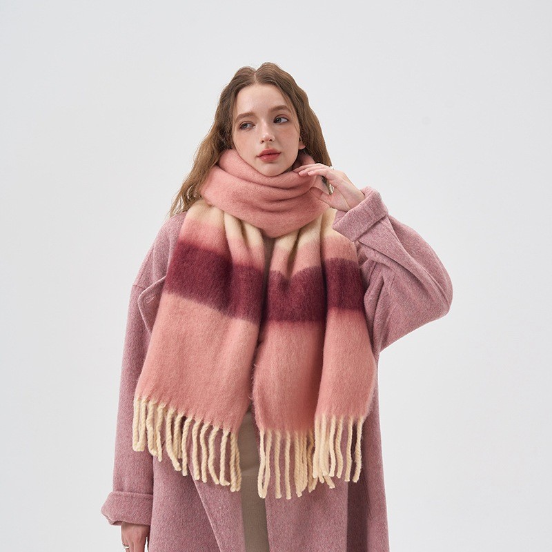 新しい冬レインボーチェック柄起毛カシミヤスカーフ女性の高級暖 - Mens Fashion Poncho のレビューと価格