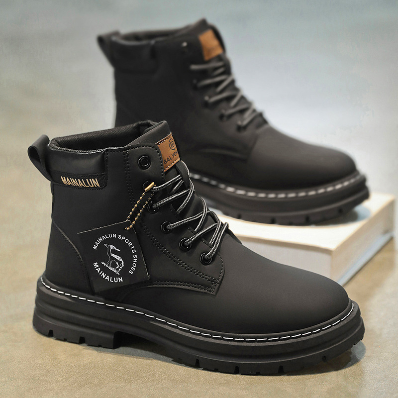 クラシックメンズハイカットブーツ高品質イエローレザーブーツフ - Men'S Fashion News のレビューと価格