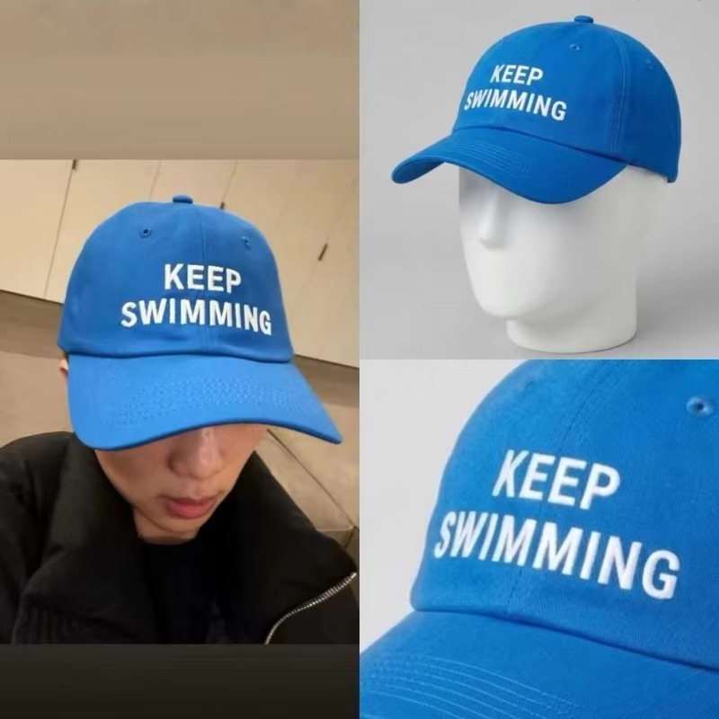 2026年トレンドの「Keep Swimming」新文字刺繍 - Mens Fashion Caps のレビューと価格