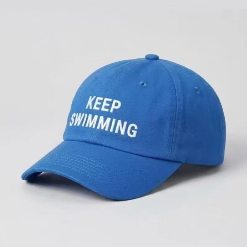 2026年トレンドの「Keep Swimming」新文字刺繍 - Mens Fashion Caps のレビューと価格