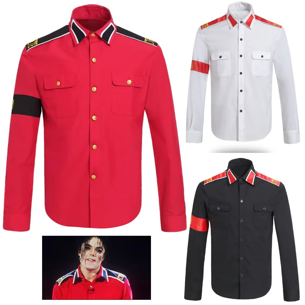 マイケル・ジャクソン反戦ミリタリーシャツメンズヴィンテージボ - Military Shirt Men のレビューと価格
