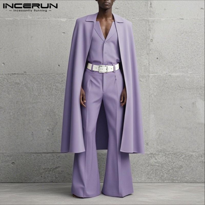 INCERUN メンズセット ソリッドカラー ラペル 長袖  - Men'S Fashion Loose Pants のレビューと価格