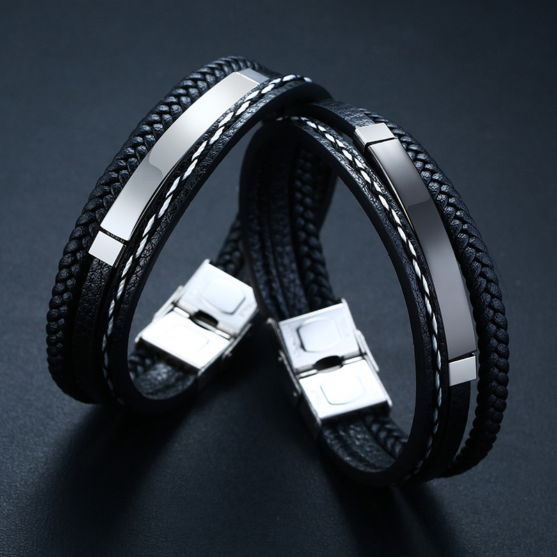 Vnox カスタムロゴ名引用刻まれた多層レザーブレスレット男 - Men'S Fashion Quotes のレビューと価格
