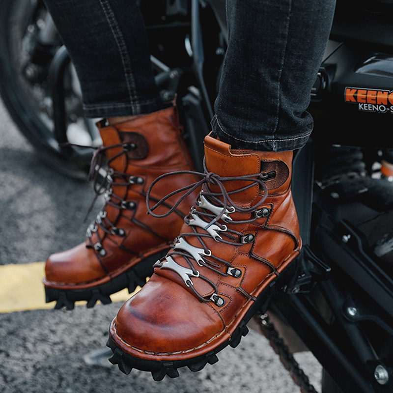 ファッションメンズ牛革本革オートバイブーツゴシックスカルパン - Men'S Fashion Hiking Boots のレビューと価格