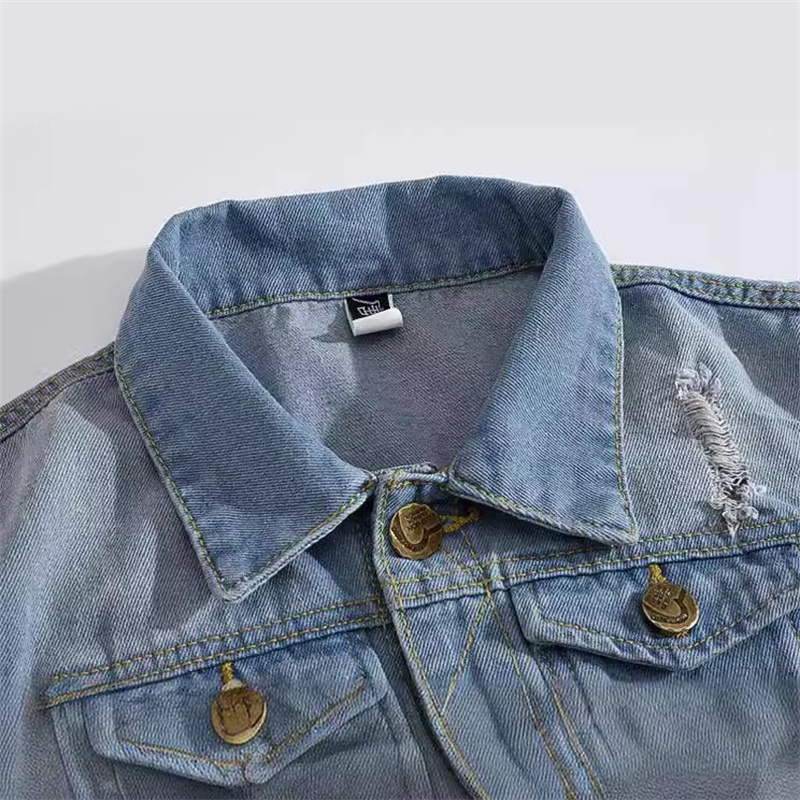 破れたデニムベスト男性韓国フィット人気ファッションライトブル - Men'S Fashion Vest With Jeans のレビューと価格