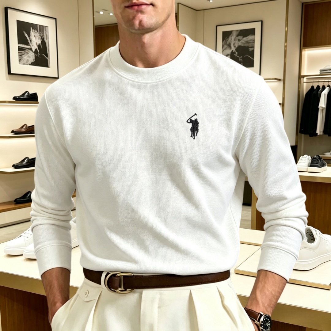 柔らかなコットン素材の高級ブランドメンズ長袖ラウンドネックT - Men'S Fashion Brands のレビューと価格