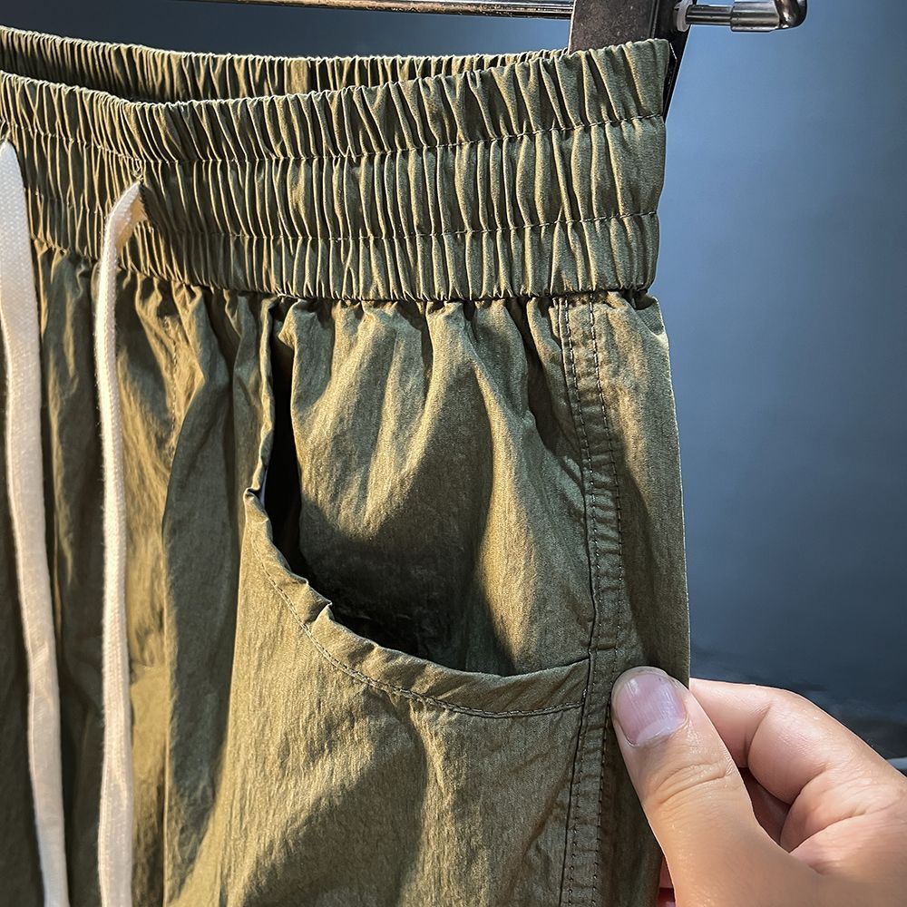 メンズバミューダカーゴショーツソリッド弾性ウエストすぐにドロ - Men'S Fashion Loose Pants のレビューと価格