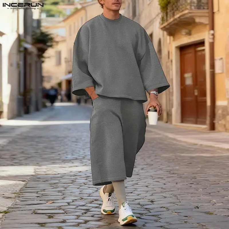 INCERUN メンズセット ソリッドカラー バギー 3/4 - Men'S Fashion Loose Pants のレビューと価格