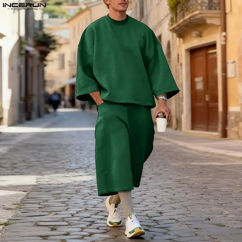 INCERUN メンズセット ソリッドカラー バギー 3/4 - Men'S Fashion Loose Pants のレビューと価格