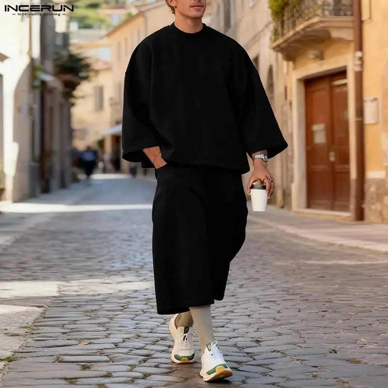 INCERUN メンズセット ソリッドカラー バギー 3/4 - Men'S Fashion Loose Pants のレビューと価格