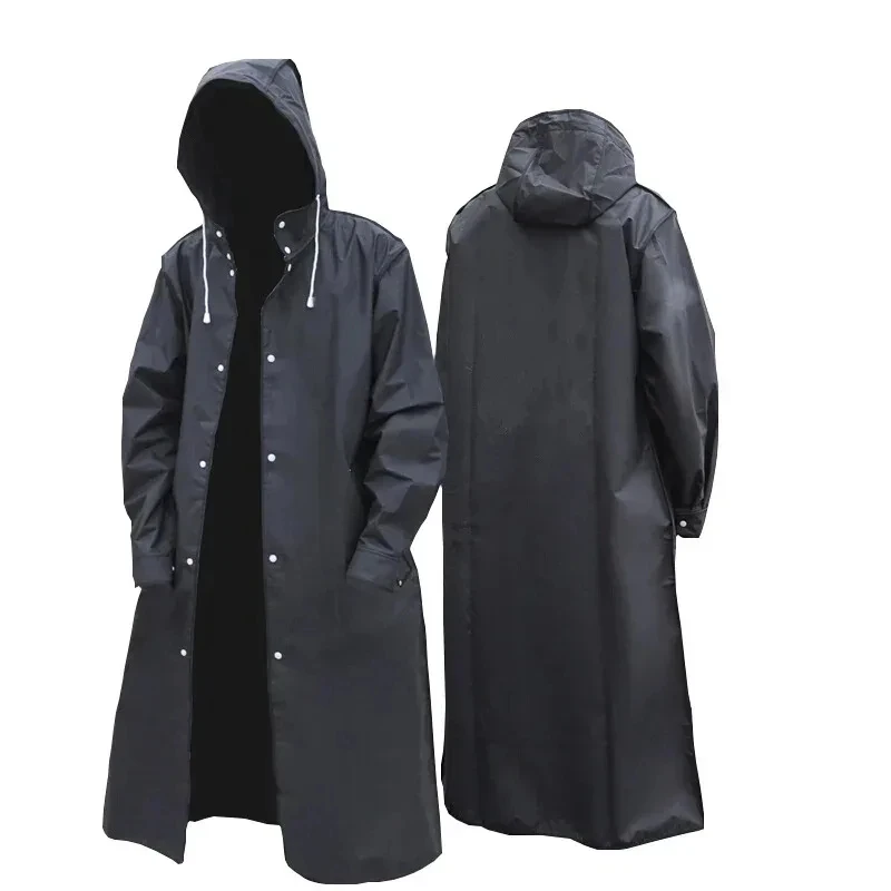 男性と女性のための防水ロングフード付きレインコート,黒,大人 - Mens Fashion Poncho のレビューと価格