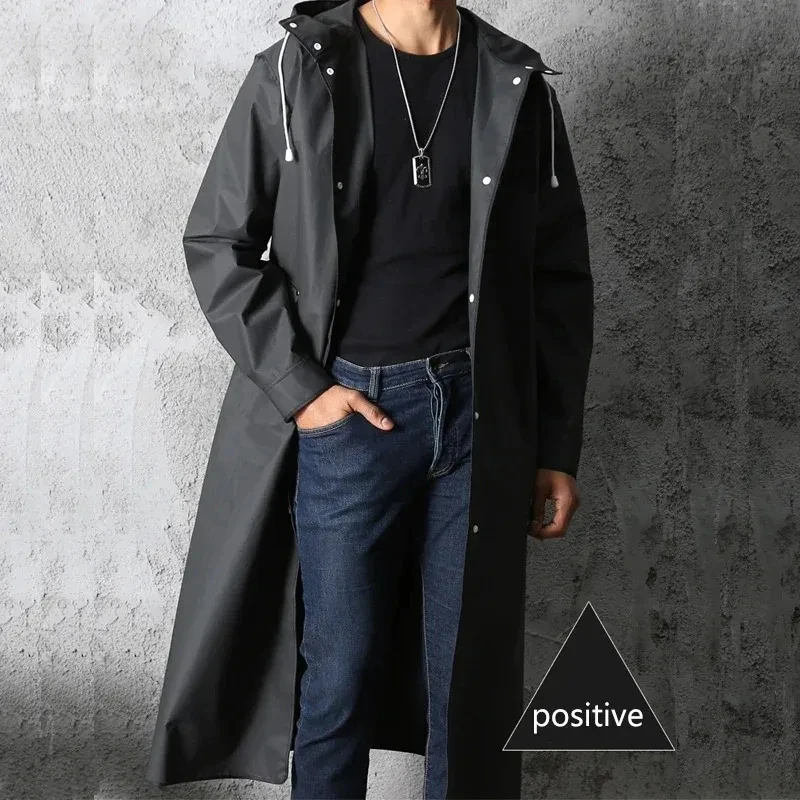 男性と女性のための防水ロングフード付きレインコート,黒,大人 - Mens Fashion Poncho のレビューと価格
