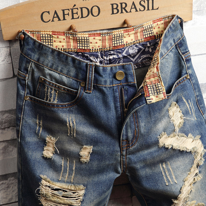 破れたヒップホップデニムショートパンツメンズサマーファッショ - Men'S Fashion Loose Pants のレビューと価格