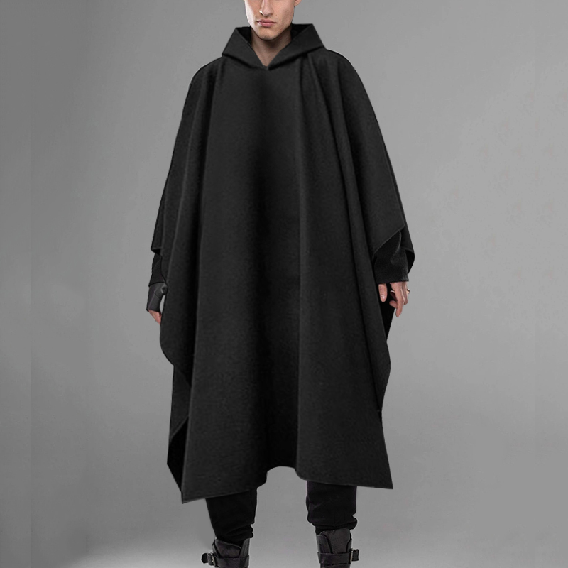 INCERUN ファッション男性マントコートフード付き固体ポ - Mens Fashion Poncho のレビューと価格