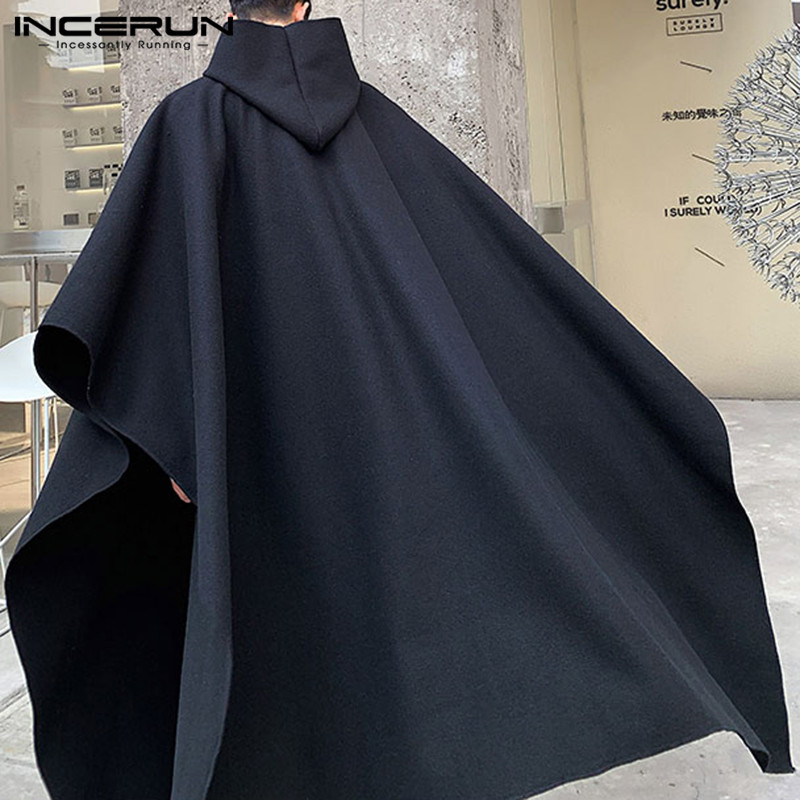 INCERUN ファッション男性マントコートフード付き固体ポ - Mens Fashion Poncho のレビューと価格